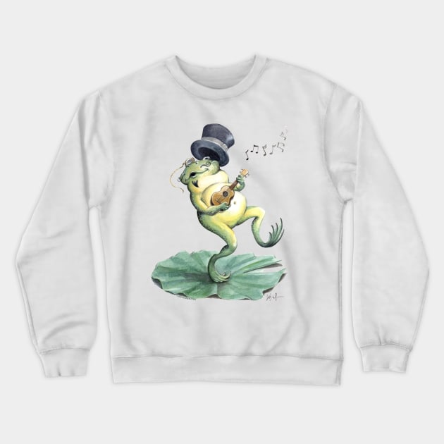 Dancing Ukulele Frog Crewneck Sweatshirt by UkuleleJim